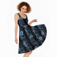 Purple Paradise Hawaii Shell Lei Midi Dress Hawaiian Sunrise Shell Hebrew Cone Plumeria LT14 - Polynesian Pride