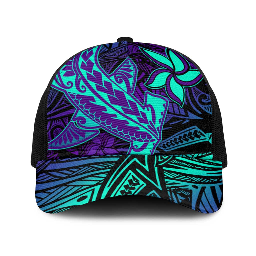 Purple Paradise Polynesian Baseball Net Cap Hawaiian Tribal Hammerhead Shark - Polynesian Pride