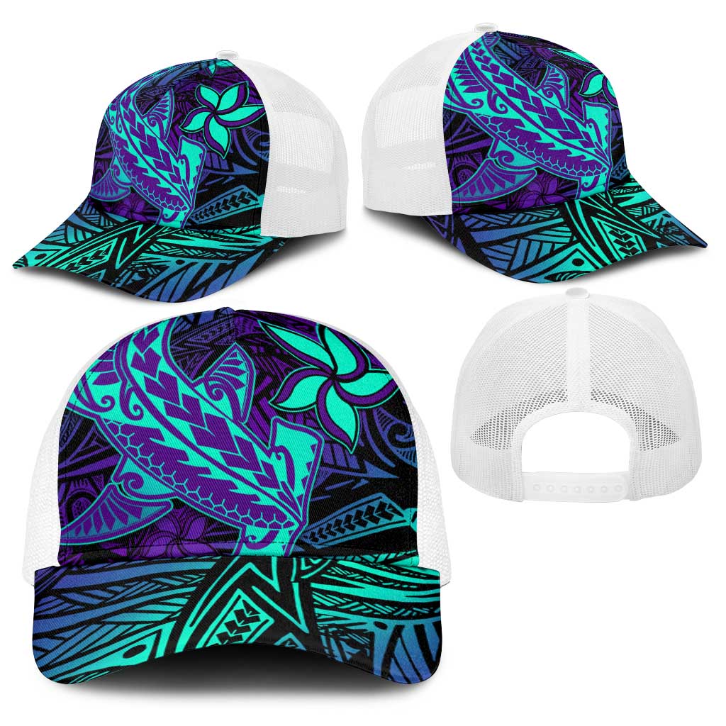 Purple Paradise Polynesian Baseball Net Cap Hawaiian Tribal Hammerhead Shark - Polynesian Pride