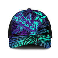 Purple Paradise Polynesian Mesh Trucker Cap Hawaiian Tribal Hammerhead Shark - Polynesian Pride