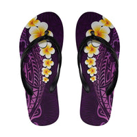 Purple Polynesia Flip Flops Plumeria Tropical Leaves Galaxy Polynesian Art LT14 Purple - Polynesian Pride