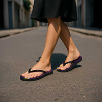 Purple Polynesia Flip Flops Plumeria Tropical Leaves Galaxy Polynesian Art LT14 - Polynesian Pride