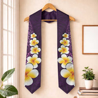 Purple Polynesia Graduation Stole Plumeria Tropical Leaves With Galaxy Polynesian Art LT14 One Size Purple - Polynesian Pride