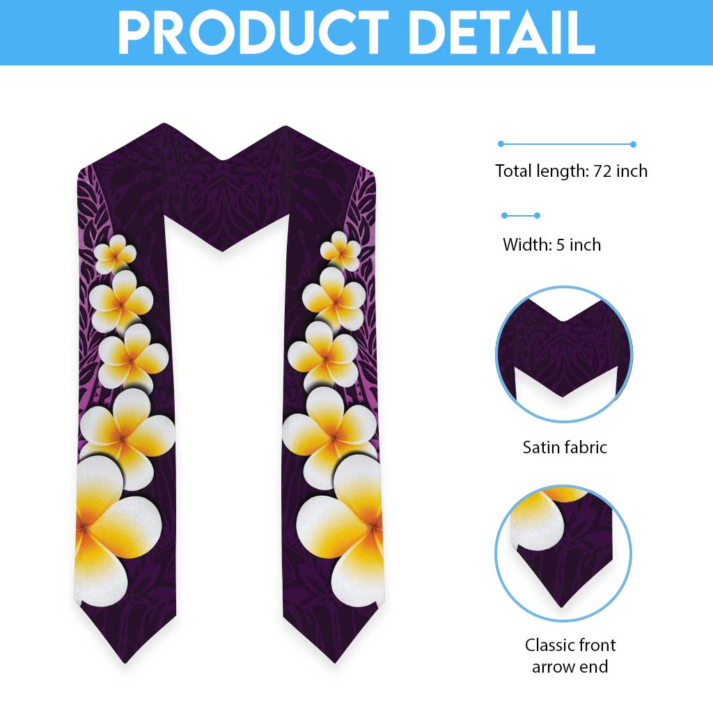 Purple Polynesia Graduation Stole Plumeria Tropical Leaves With Galaxy Polynesian Art LT14 - Polynesian Pride
