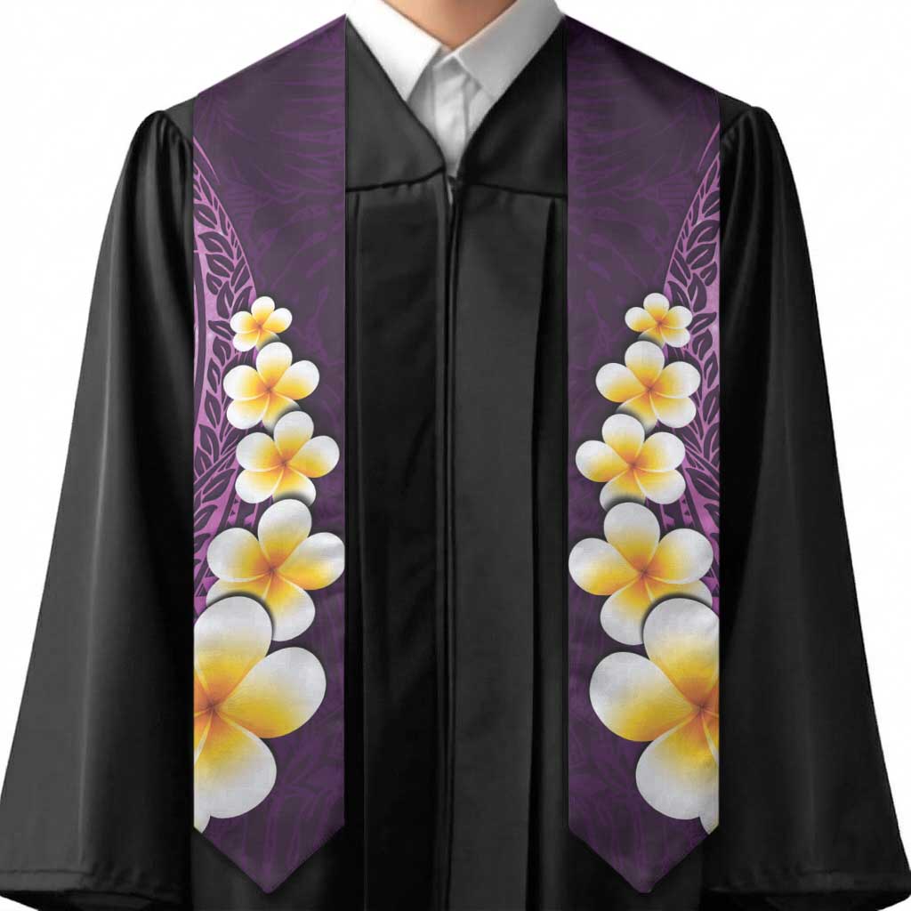 Purple Polynesia Graduation Stole Plumeria Tropical Leaves With Galaxy Polynesian Art LT14 - Polynesian Pride