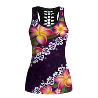 Purple Polynesia Hollow Tank Top Plumeria With Hibiscus Pattern Tropical Vibes LT14 Female Purple - Polynesian Pride