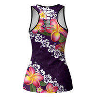 Purple Polynesia Hollow Tank Top Plumeria With Hibiscus Pattern Tropical Vibes LT14 - Polynesian Pride