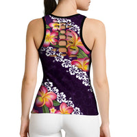 Purple Polynesia Hollow Tank Top Plumeria With Hibiscus Pattern Tropical Vibes LT14 - Polynesian Pride