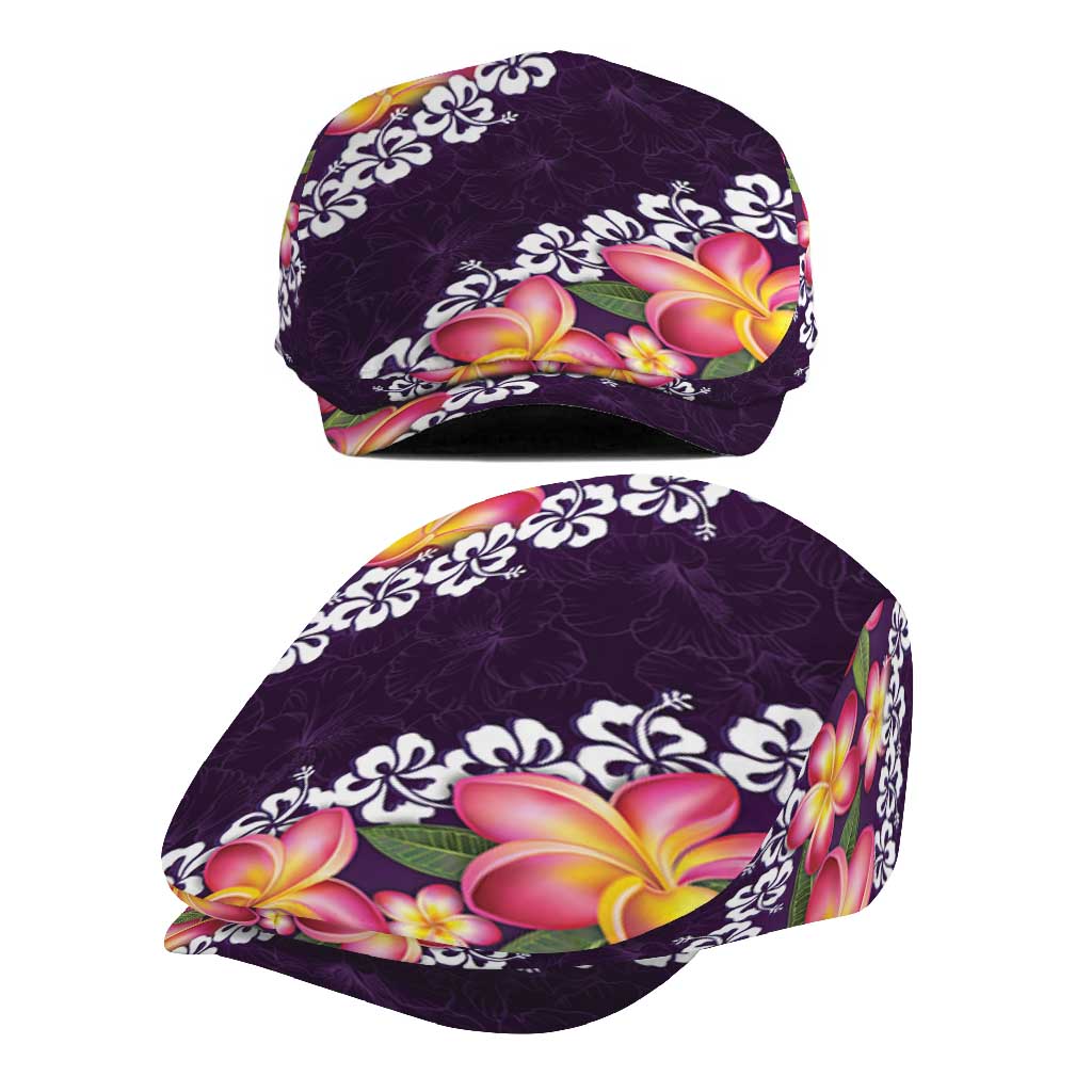 Purple Polynesia Jeff Hat Plumeria With Hibiscus Pattern Tropical Vibes - Polynesian Pride