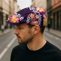 Purple Polynesia Jeff Hat Plumeria With Hibiscus Pattern Tropical Vibes - Polynesian Pride