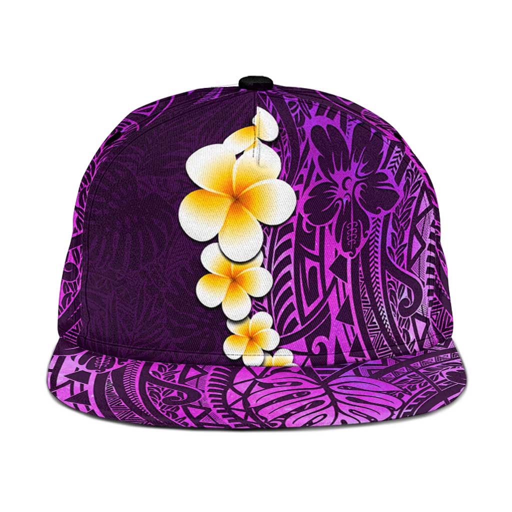 Purple Polynesia Snapback Cap Plumeria Tropical Leaves With Galaxy Polynesian Art LT14 One Size Purple - Polynesian Pride