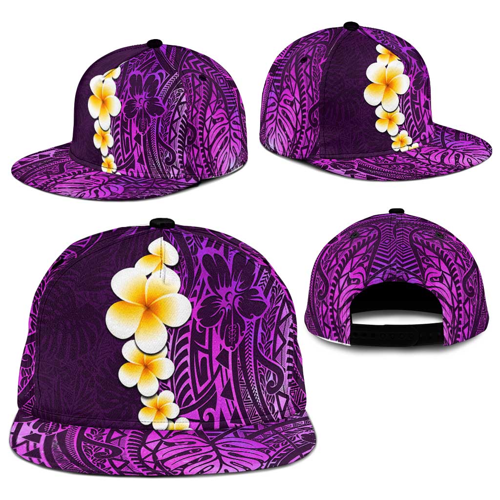 Purple Polynesia Snapback Cap Plumeria Tropical Leaves With Galaxy Polynesian Art LT14 - Polynesian Pride