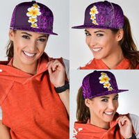 Purple Polynesia Snapback Cap Plumeria Tropical Leaves With Galaxy Polynesian Art LT14 - Polynesian Pride
