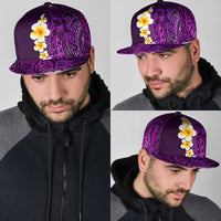 Purple Polynesia Snapback Cap Plumeria Tropical Leaves With Galaxy Polynesian Art LT14 - Polynesian Pride