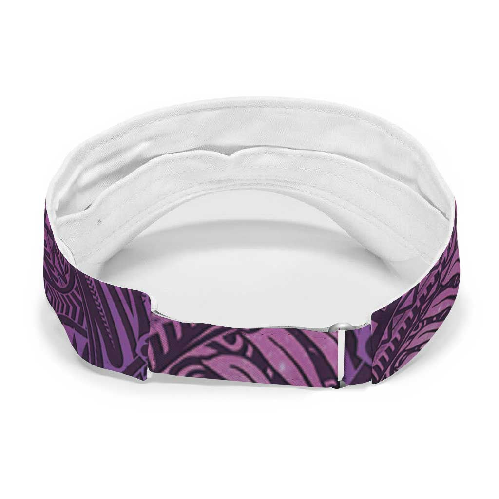 Purple Polynesia Sun Visor Cap Plumeria Tropical Leaves With Galaxy Polynesian Art