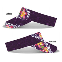 Purple Polynesia Sun Visor Cap Plumeria With Hibiscus Pattern Tropical Vibes