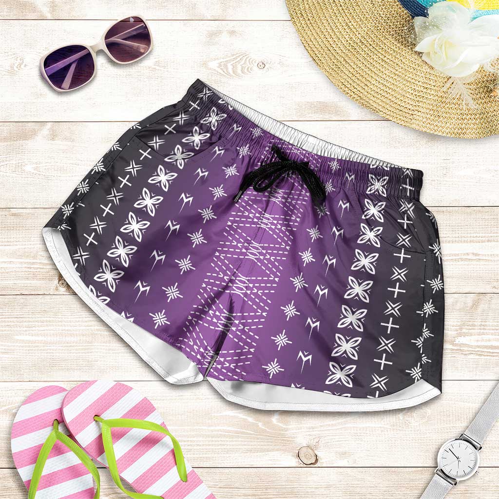 Purple Samoa Malu Tattoo Inspired Shorts for Women