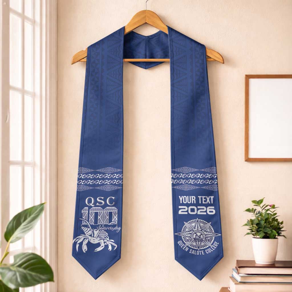Queen Salote College 100 Years Anniversary Custom Graduation Stole Tonga QSC Royal Blue