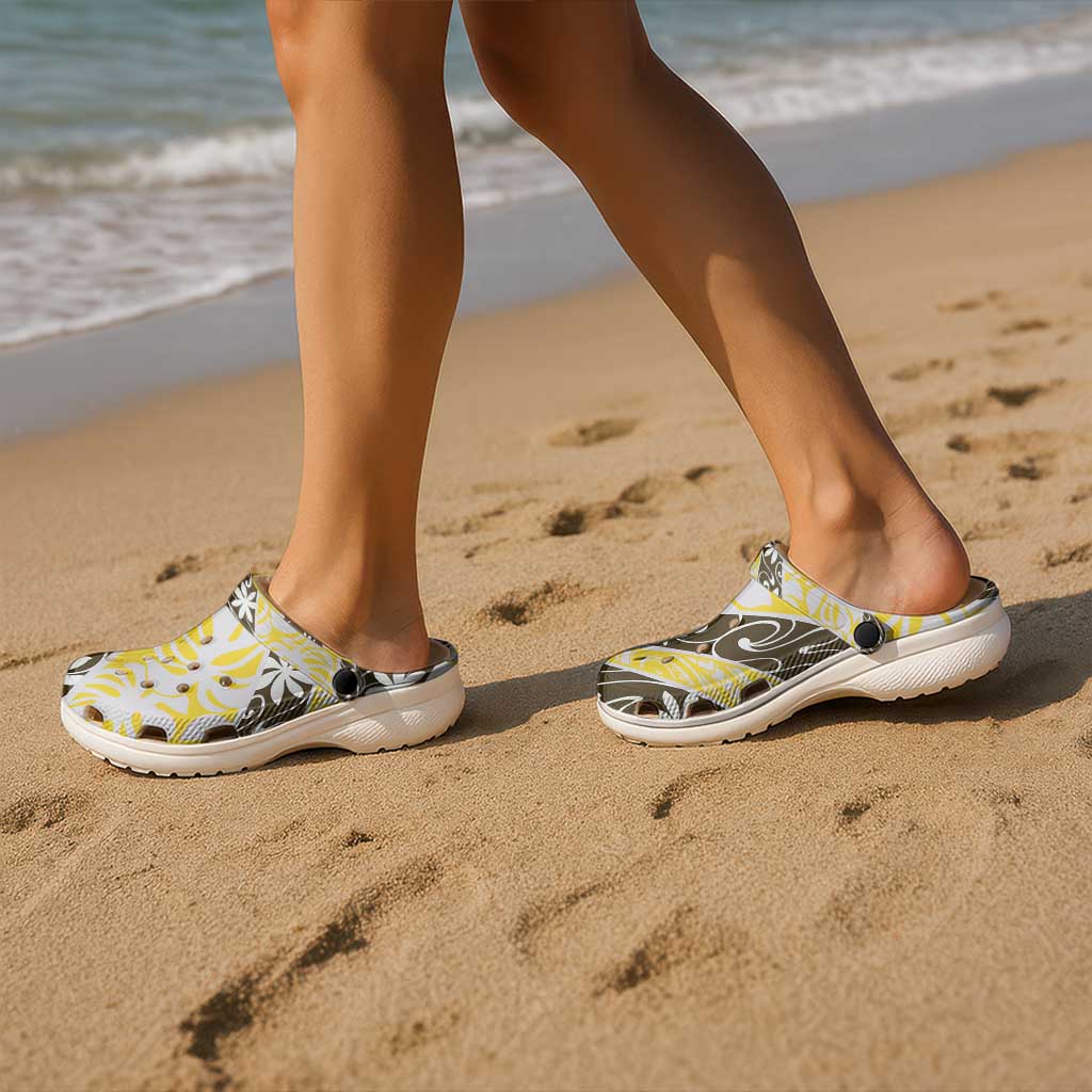 Rearea Tahiti Tiare Monstera Clogs Shoes Polynesian Pattern Curve Style - Polynesian Pride