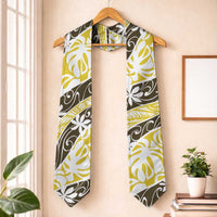 Rearea Tahiti Tiare Monstera Graduation Stole Polynesian Pattern Curve Style LT01 One Size Yellow - Polynesian Pride