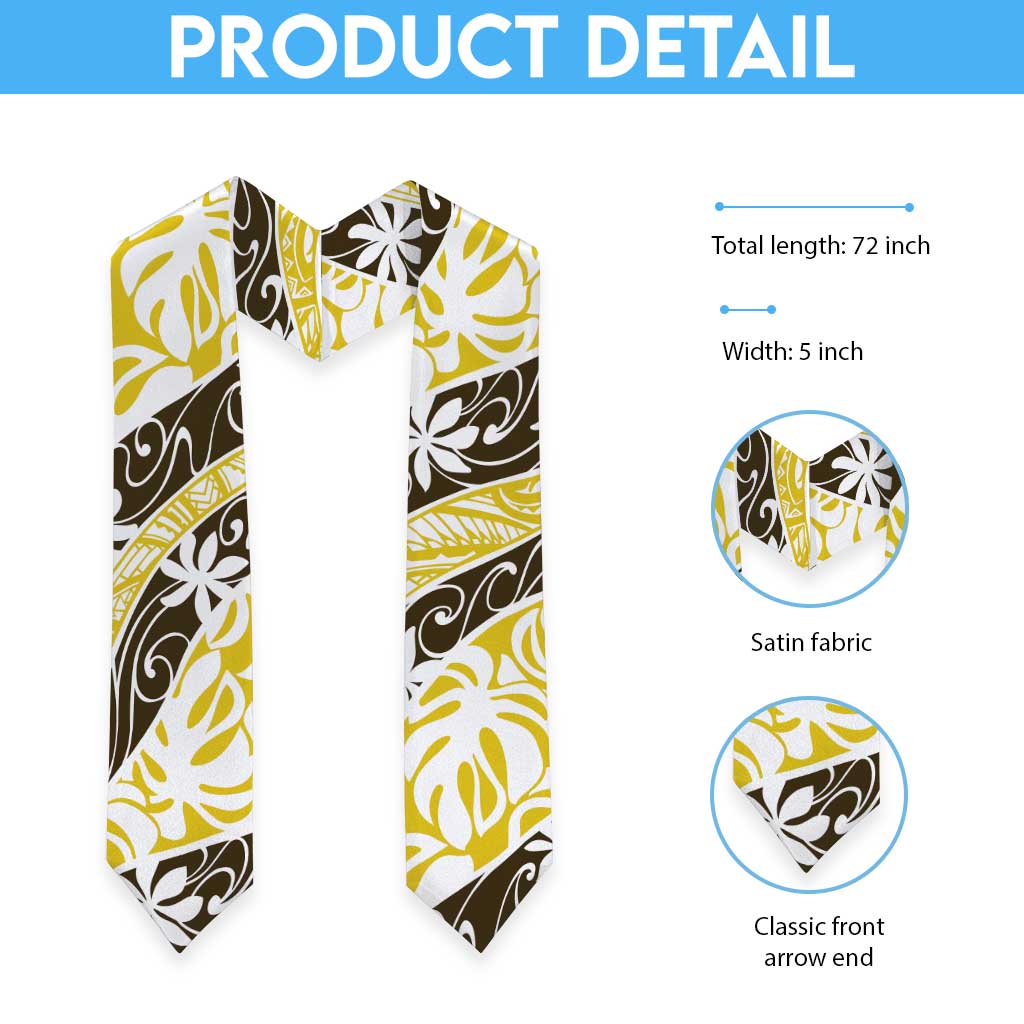 Rearea Tahiti Tiare Monstera Graduation Stole Polynesian Pattern Curve Style LT01 - Polynesian Pride