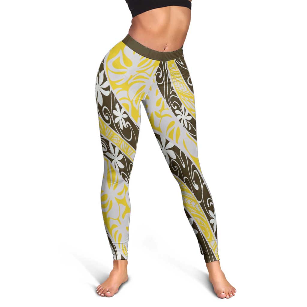 Rearea Tahiti Tiare Monstera Leggings Polynesian Pattern Curve Style LT01 - Polynesian Pride