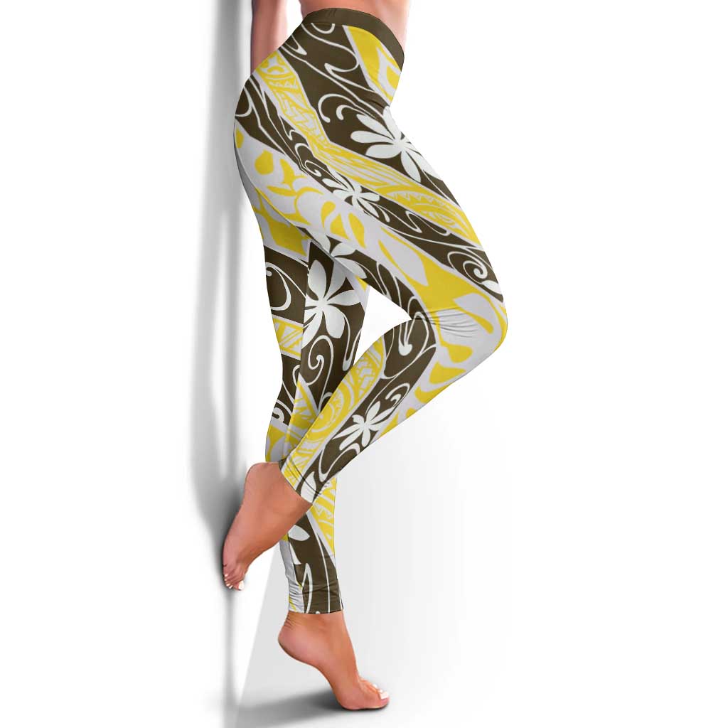 Rearea Tahiti Tiare Monstera Leggings Polynesian Pattern Curve Style LT01 - Polynesian Pride