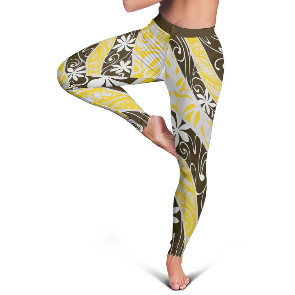 Rearea Tahiti Tiare Monstera Leggings Polynesian Pattern Curve Style LT01 - Polynesian Pride