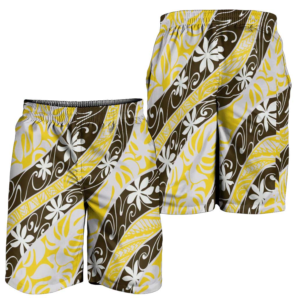 Rearea Tahiti Tiare Monstera Shorts for Men Polynesian Pattern Curve Style LT01 - Polynesian Pride