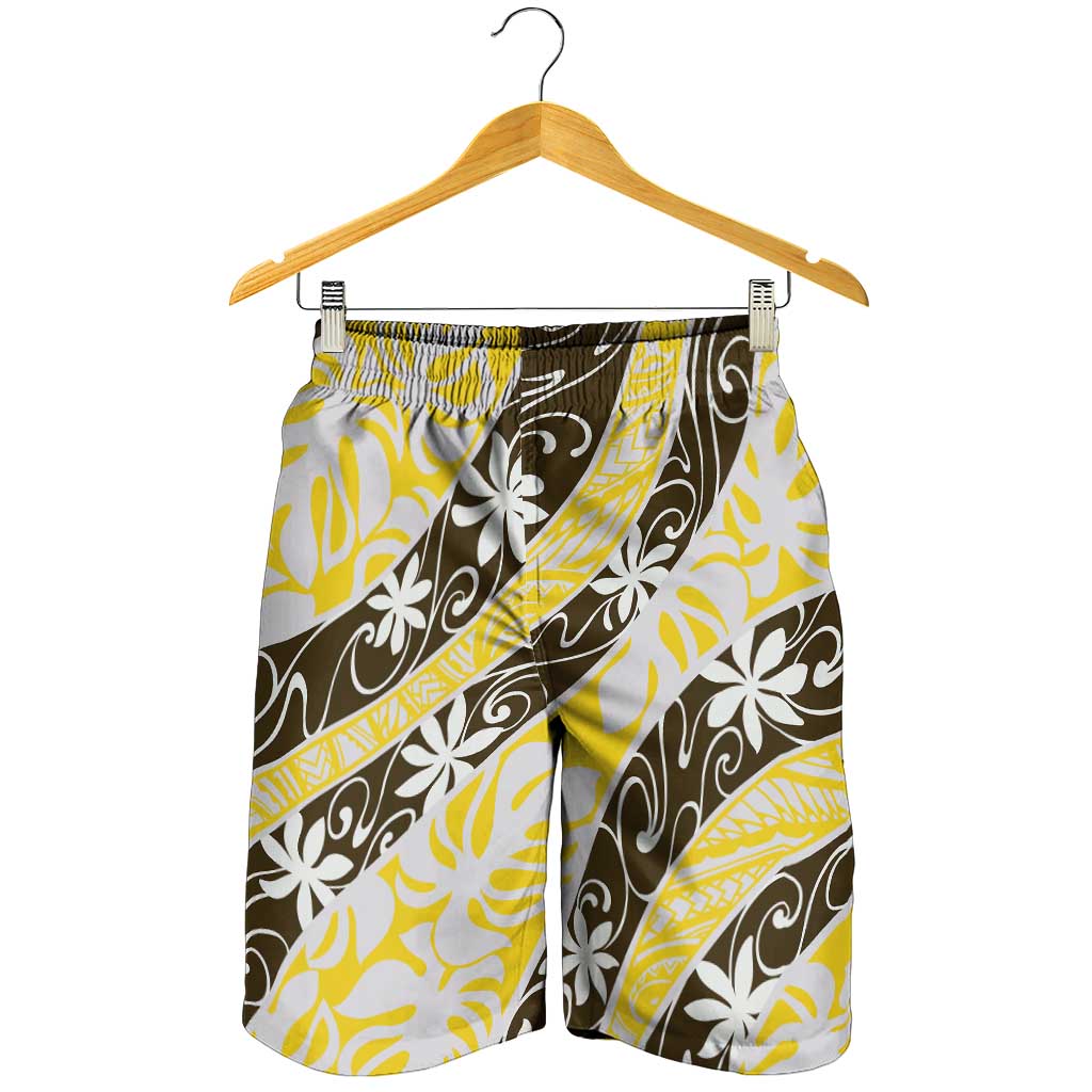 Rearea Tahiti Tiare Monstera Shorts for Men Polynesian Pattern Curve Style LT01 - Polynesian Pride