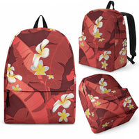 Red Banana Leaf Hawaii Backpack Lau Maia Plumeria Tropical Summer Vibes LT14 - Polynesian Pride