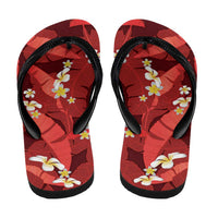 Red Banana Leaf Hawaii Flip Flops Lau Maia Plumeria Tropical Summer Vibes LT14 - Polynesian Pride