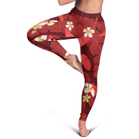 Red Banana Leaf Hawaii Leggings Lau Maia Plumeria Tropical Summer Vibes LT14 - Polynesian Pride