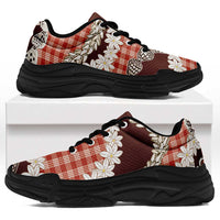 Red Hawaii Tiare and Shell Lei Chunky Sneakers Hawaiian Palaka Luxury Vibes LT14 Red - Polynesian Pride