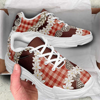 Red Hawaii Tiare and Shell Lei Chunky Sneakers Hawaiian Palaka Luxury Vibes LT14 - Polynesian Pride