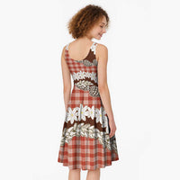 Red Hawaii Tiare and Shell Lei Midi Dress Hawaiian Palaka Luxury Vibes LT14 - Polynesian Pride