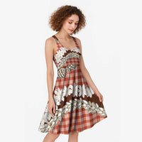 Red Hawaii Tiare and Shell Lei Midi Dress Hawaiian Palaka Luxury Vibes LT14 - Polynesian Pride