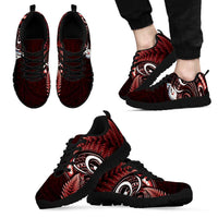 Red New Zealand Sneakers Aotearoa Silver Fern With Manaia Maori Unique