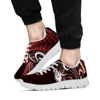 Red New Zealand Sneakers Aotearoa Silver Fern With Manaia Maori Unique