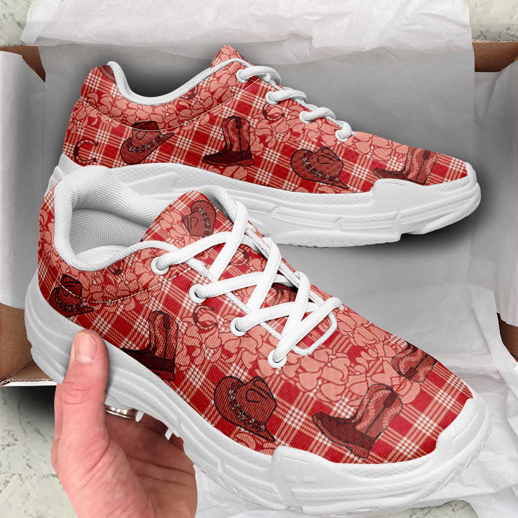 Red Palaka Hawaii Cowboy Chunky Sneakers Puakenikeni Lei Paniolo Papale Seamless Vibes LT14 - Polynesian Pride