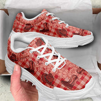 Red Palaka Hawaii Cowboy Chunky Sneakers Puakenikeni Lei Paniolo Papale Seamless Vibes LT14 - Polynesian Pride