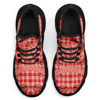Red Palaka Hawaii Cowboy Clunky Sneakers Puakenikeni Lei Paniolo Papale Seamless Vibes LT14 - Polynesian Pride