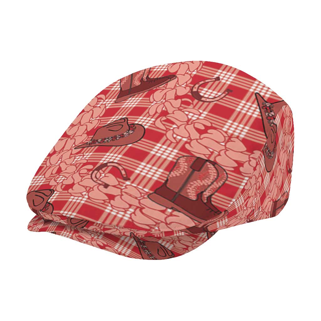 Red Palaka Hawaii Cowboy Jeff Hat Puakenikeni Lei Paniolo Papale Seamless Vibes - Polynesian Pride