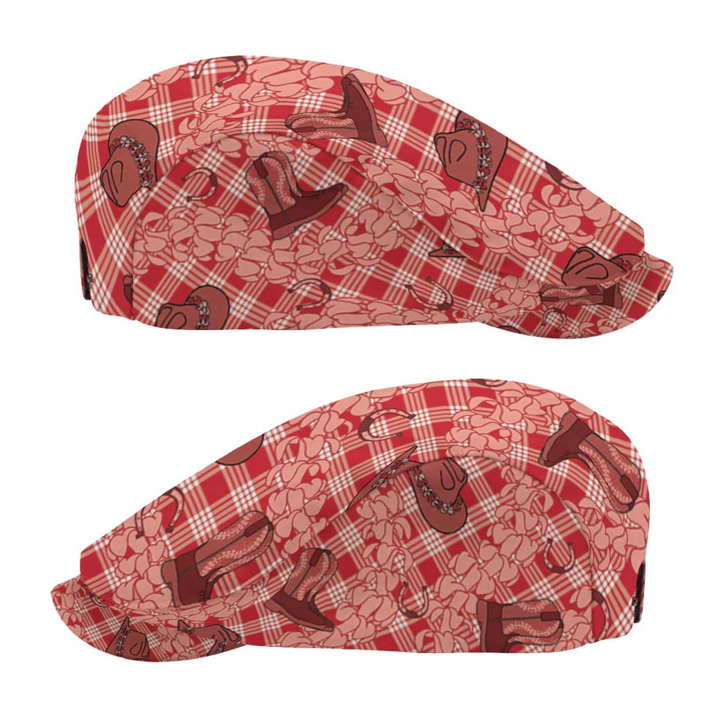 Red Palaka Hawaii Cowboy Jeff Hat Puakenikeni Lei Paniolo Papale Seamless Vibes - Polynesian Pride
