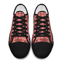 Red Palaka Hawaii Cowboy Low Top Shoes Puakenikeni Lei Paniolo Papale Seamless Vibes LT14 - Polynesian Pride