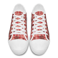 Red Palaka Hawaii Cowboy Low Top Shoes Puakenikeni Lei Paniolo Papale Seamless Vibes LT14 - Polynesian Pride