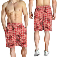 Red Palaka Hawaii Cowboy Shorts for Men Puakenikeni Lei Paniolo Papale Seamless Vibes LT14 - Polynesian Pride