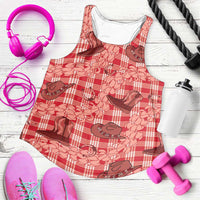 Red Palaka Hawaii Cowboy Women Racerback Tank Puakenikeni Lei Paniolo Papale Seamless Vibes LT14 Red - Polynesian Pride