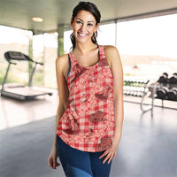 Red Palaka Hawaii Cowboy Women Racerback Tank Puakenikeni Lei Paniolo Papale Seamless Vibes LT14 - Polynesian Pride