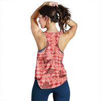 Red Palaka Hawaii Cowboy Women Racerback Tank Puakenikeni Lei Paniolo Papale Seamless Vibes LT14 - Polynesian Pride